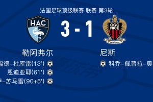 勒阿弗尔3-1尼斯，伊萨-苏马雷1射1传，恩迪亚耶建功